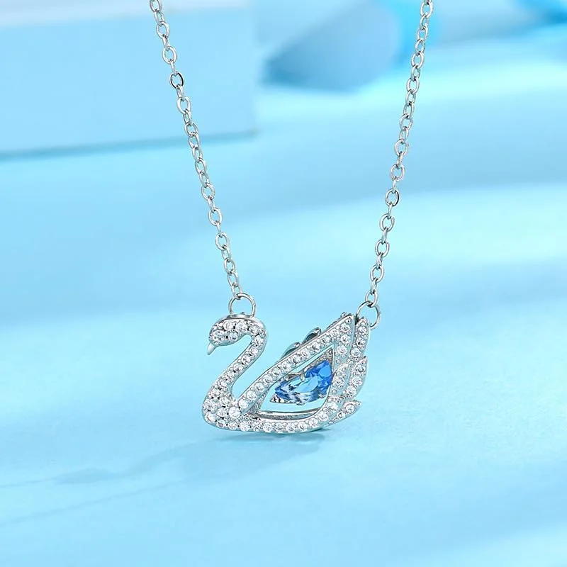 گردنبند آویز قو نقره ای کریستالی J.Rosée، جواهرات مد روز برای زنان، بسته بندی هدیه JR-1238