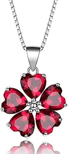 گردنبند آویز نگین دار زنانه J.Rosée با حرف اول اسم و کریستال قرمز مدل YJ-00371