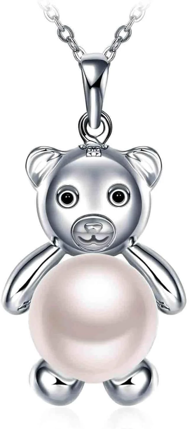 گردنبند آویز خرس مروارید نقره استرلینگ 925 با روکش طلای 18 عیار J.Rosée، جواهرات فشن برای زنان و دختران، بسته هدیه JR190