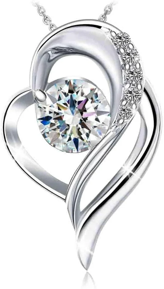 گردنبند آویز قلب نقره استرلینگ 925 با روکش طلای 18 عیار و کریستال، مناسب هدیه برای زنان، جواهرات فشن J.Rosée مدل JR001