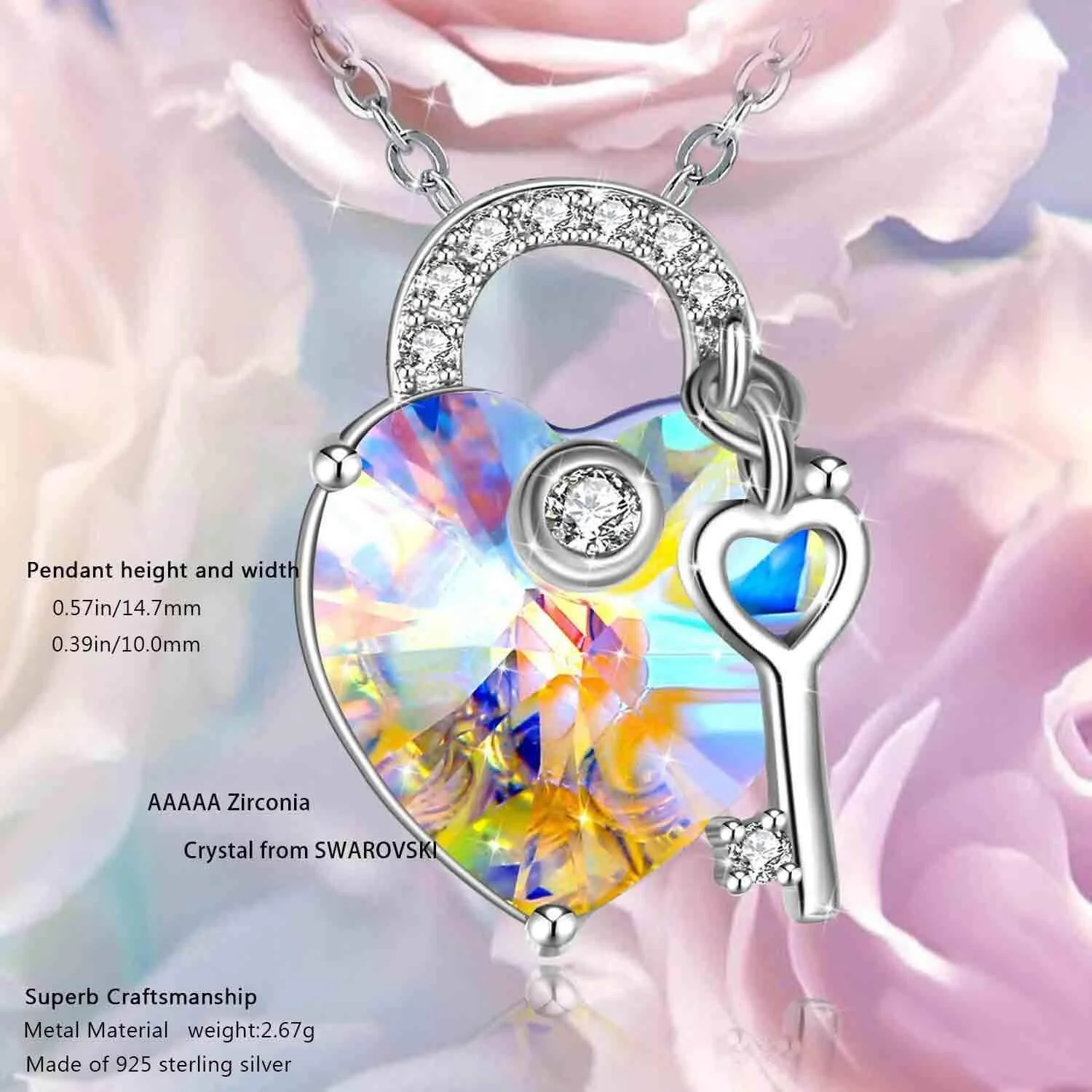 گردنبند آویز نقره استرلینگ 925 با کریستال های سواروسکی المنتز برای زنان و هدیه بانوان J.Rosée Jewelry Jr3224