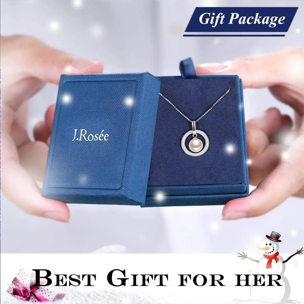 گردنبند آویز مروارید نقره استرلینگ 925 زنانه J.Rosée JRosee با کریستال های سواروسکی