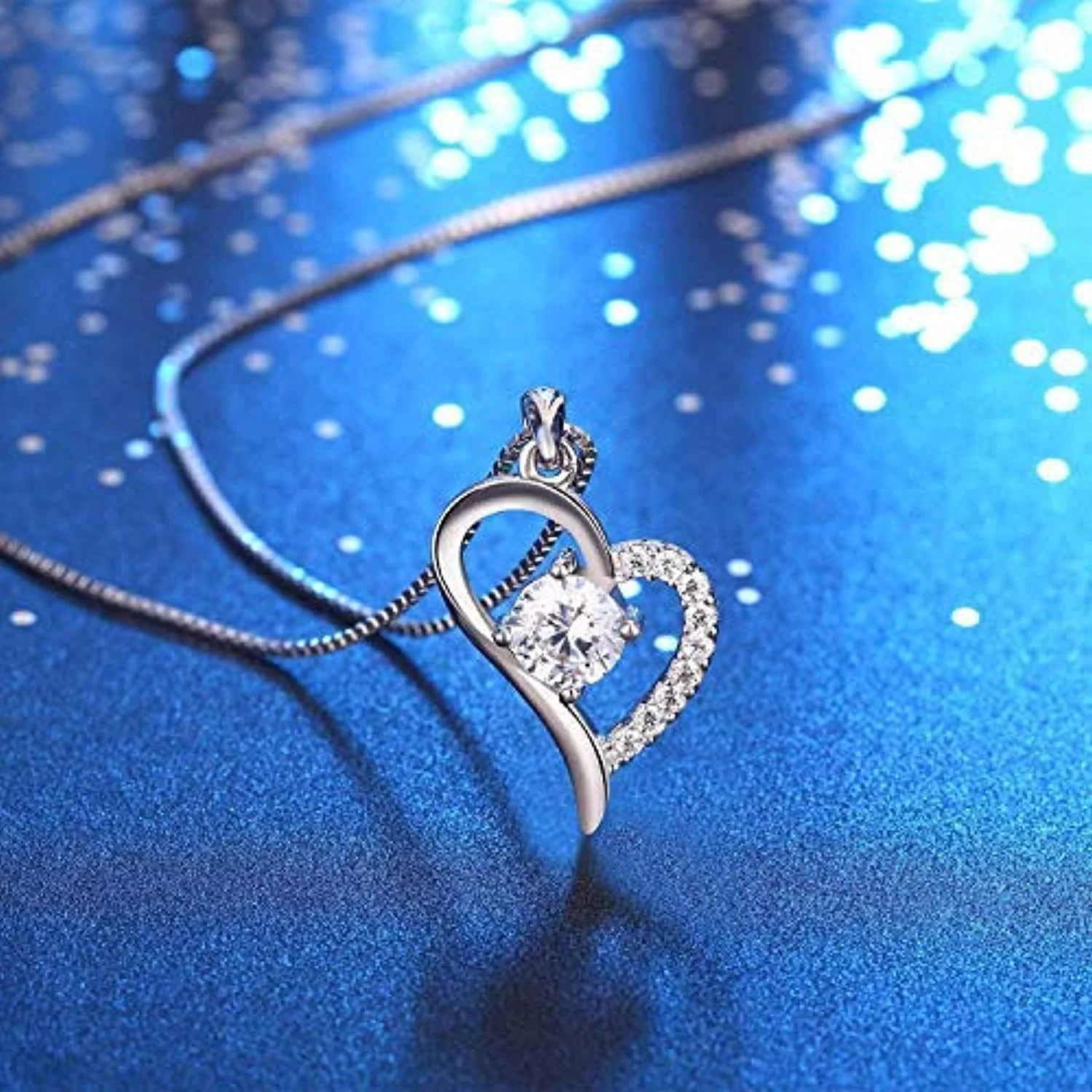 گردنبند آویز نقره استرلینگ 925 با کریستال آبی سواروسکی المنتز، هدیه ای برای زنان، جواهرات جی. رُزه مدل JR-320