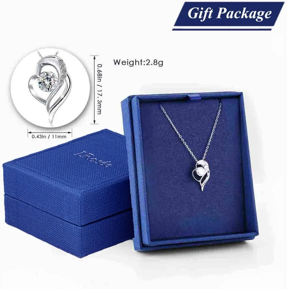 گردنبند آویز قلب نقره استرلینگ 925 با روکش طلای 18 عیار و کریستال، مناسب هدیه برای زنان، جواهرات فشن J.Rosée مدل JR001 گردنبند آویز قلب نقره استرلینگ 925 با روکش طلای 18 عیار و کریستال، مناسب هدیه برای زنان، جواهرات فشن J.Rosée مدل JR001