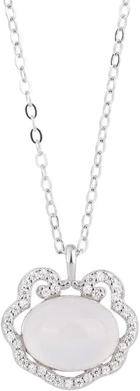 گردنبند آویز نقره استرلینگ 925 زنانه با سنگ یشم J.Rosée مدل JR-1096