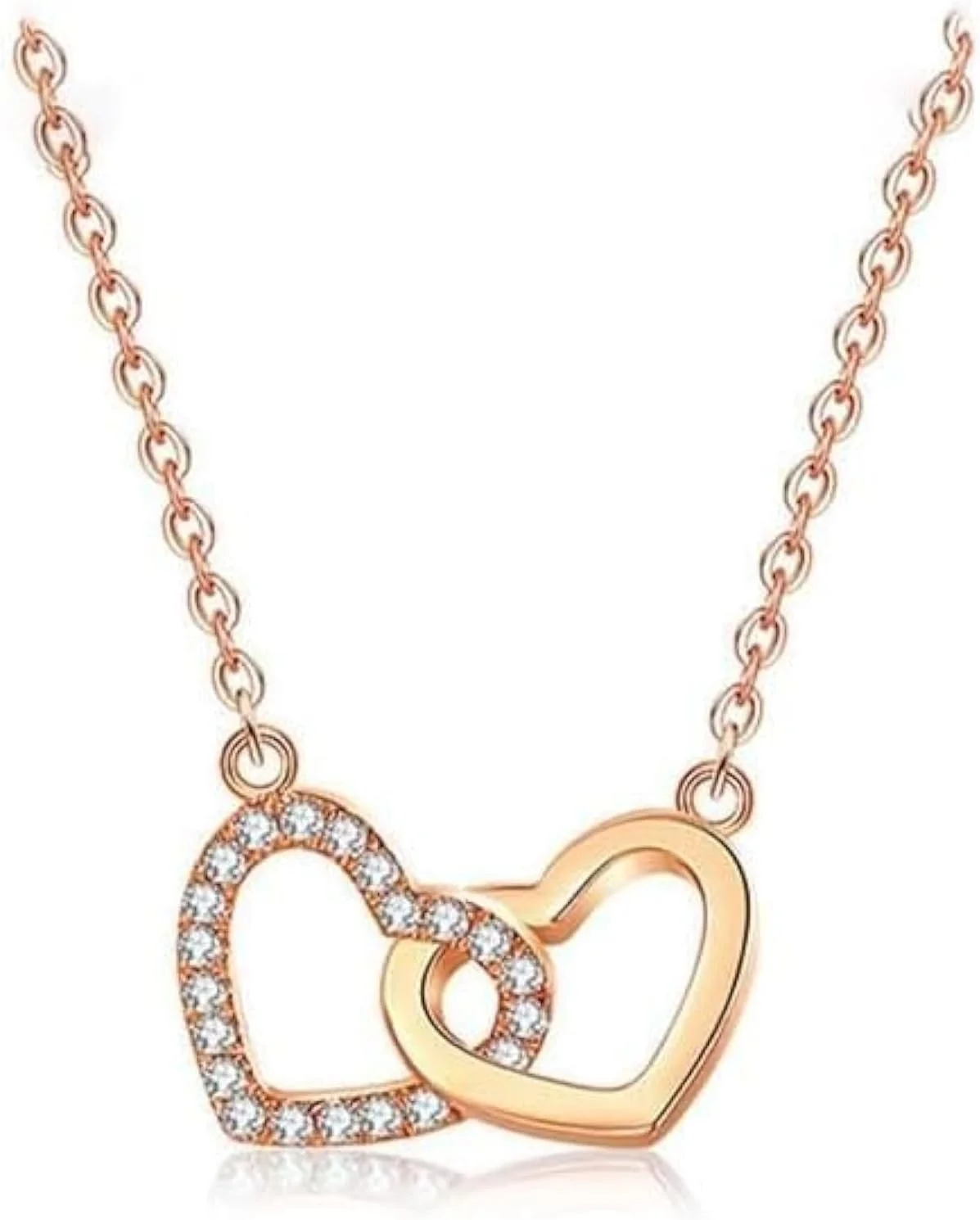 گردنبند آویز قلب نقره استرلینگ 925 با روکش طلای رز کریستالی برای زنان، بسته بندی هدیه جواهرات مد روز J.Rosée مدل JR-1103