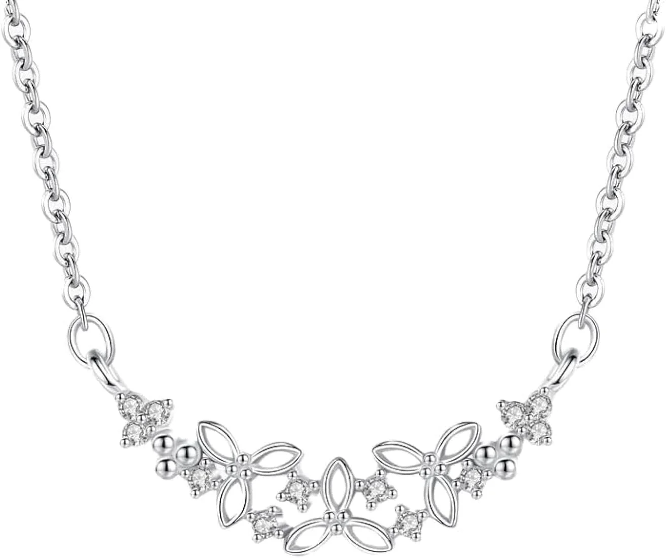 گردنبند آویز گل های شکوفه کریستالی شیک نقره استرلینگ 925 برای بسته بندی هدیه زنانه جواهرات مد روز J.Rosée JR-1109