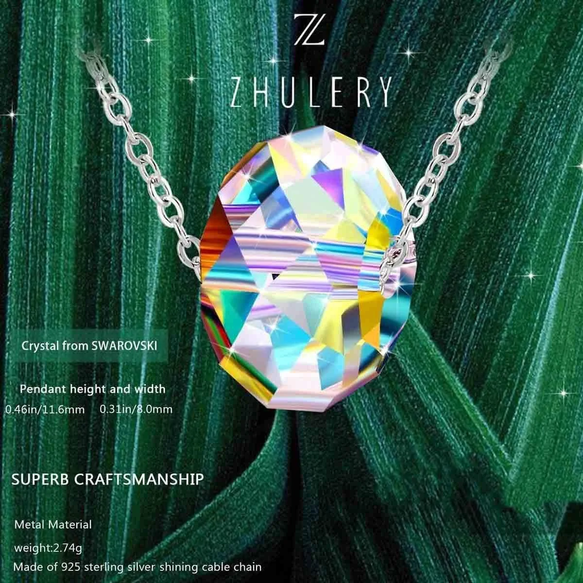 گردنبند آویز زنانه نقره استرلینگ 925 با روکش طلای 18 عیار و کریستال های سواروسکی، بسته هدیه دخترانه، جواهرات مد روز J.Rosée مدل JR222