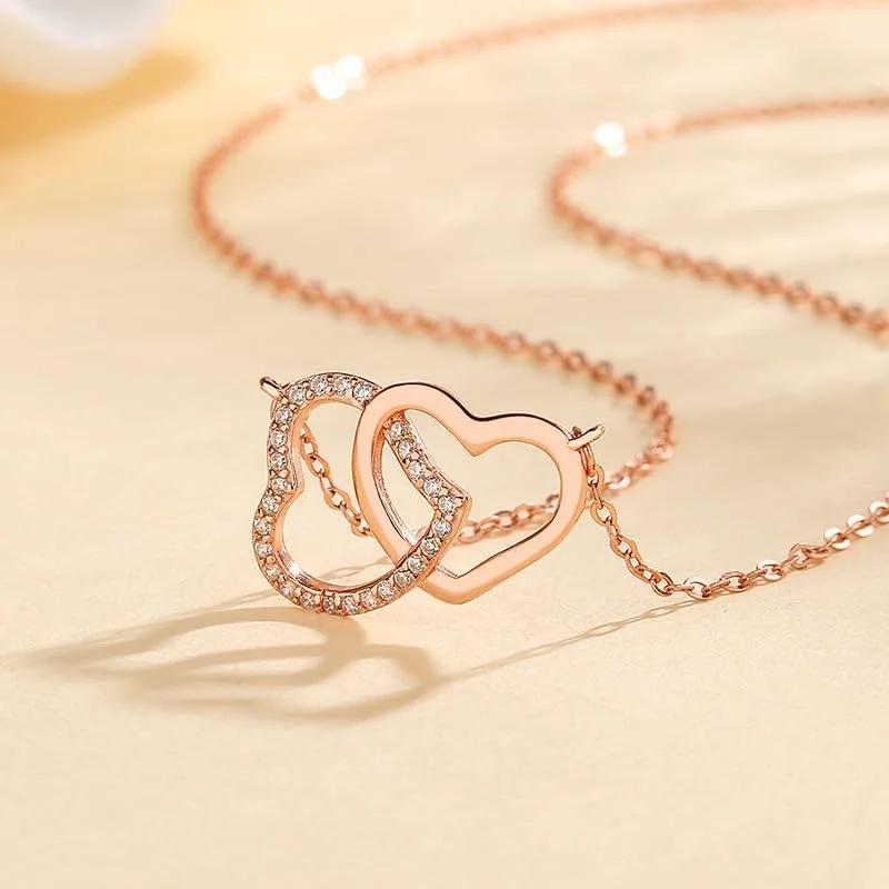 گردنبند آویز قلب نقره استرلینگ 925 با روکش طلای رز کریستالی برای زنان، بسته بندی هدیه جواهرات مد روز J.Rosée مدل JR-1103