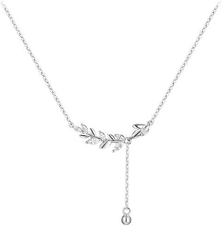 گردنبند آویز نقره استرلینگ 925 طرح خوشه گندم کریستالی شیک زنانه بسته بندی هدیه جواهرات مد روز J.Rosée مدل JR-1101