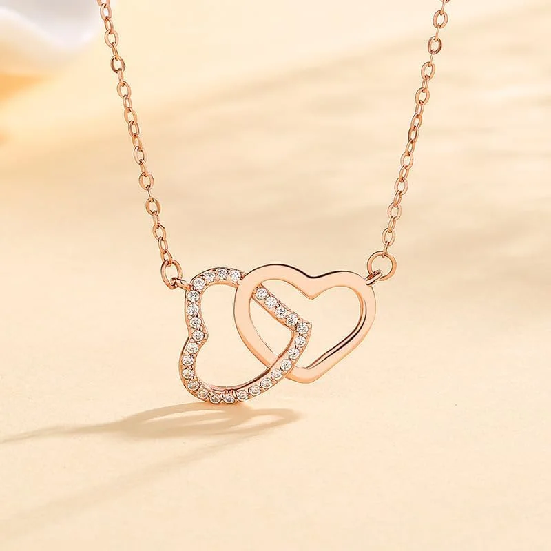 گردنبند آویز قلب نقره استرلینگ 925 با روکش طلای رز کریستالی برای زنان، بسته بندی هدیه جواهرات مد روز J.Rosée مدل JR-1103