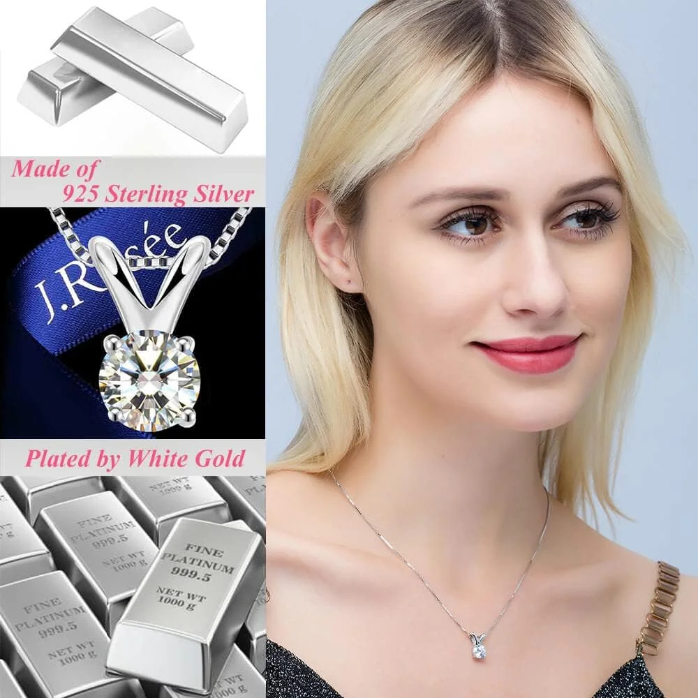 گردنبند آویز نقره استرلینگ 925 با کریستال های سواروسکی مدل JR478 از برند جی رز