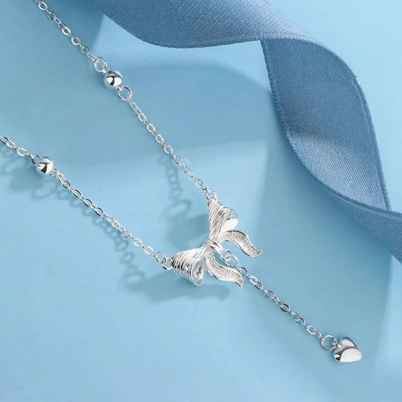 گردنبند آویز نقره استرلینگ 925 زنانه J.Rosée با طرح پروانه و منگوله، بسته بندی هدیه مدل JR-1113