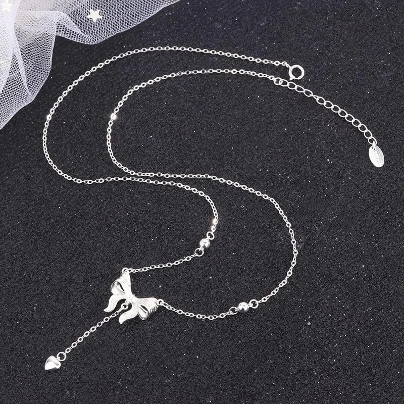 گردنبند آویز نقره استرلینگ 925 زنانه J.Rosée با طرح پروانه و منگوله، بسته بندی هدیه مدل JR-1113
