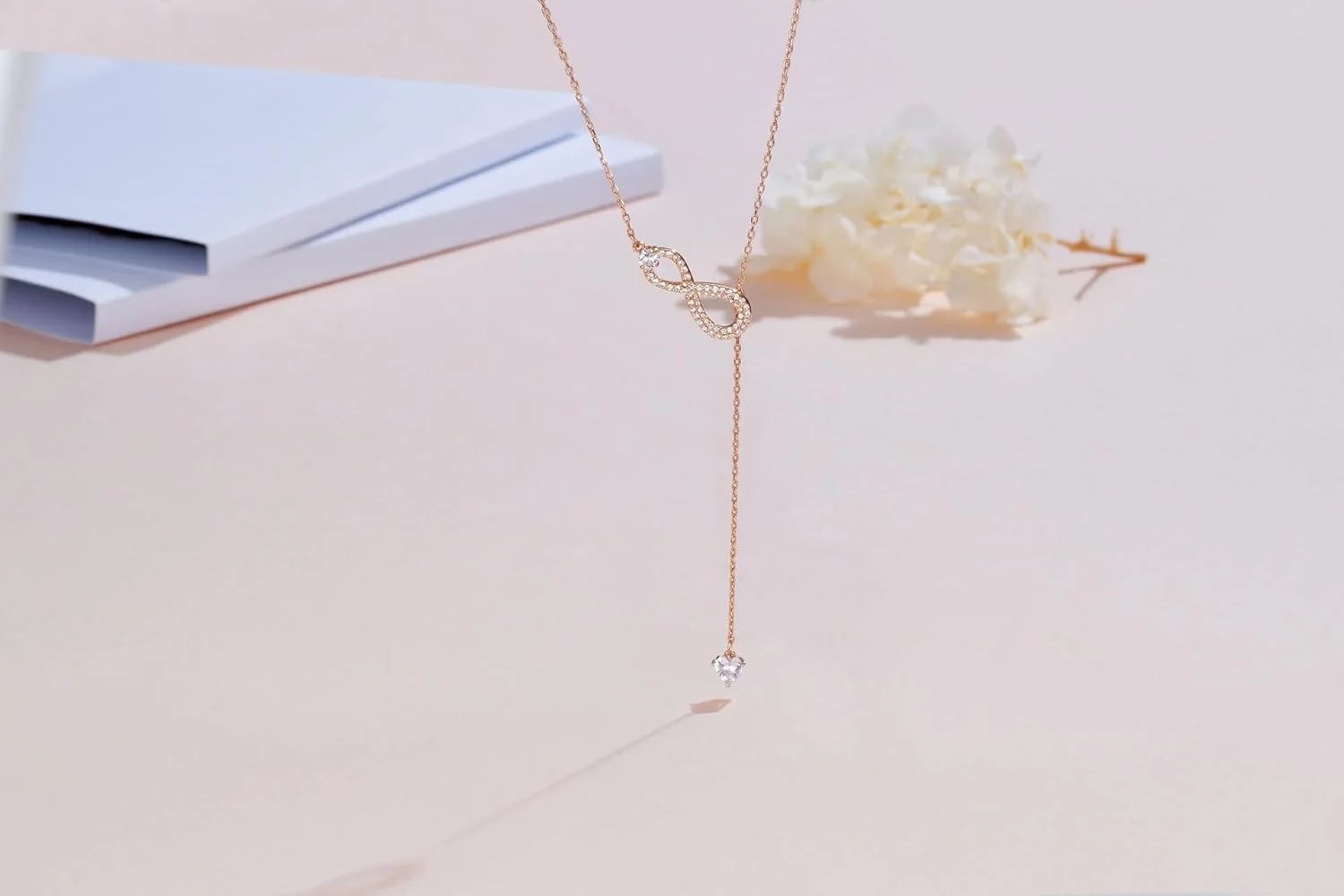 گردنبند آویز بی نهایت زنانه با روکش طلای رز کریستالی J.Rosée مدل JR-1337