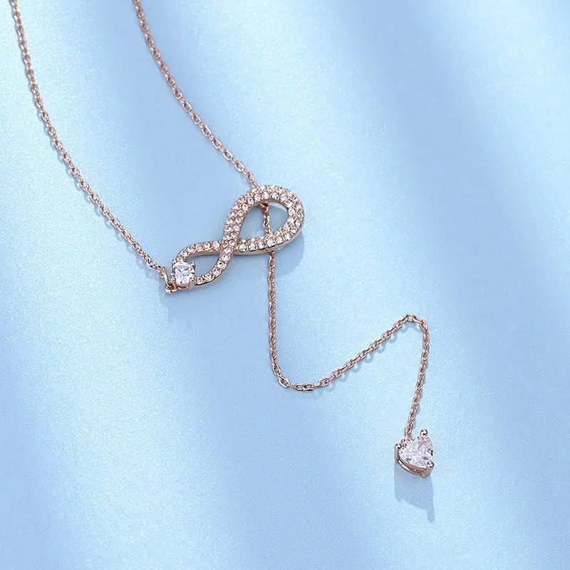 گردنبند آویز بی نهایت زنانه با روکش طلای رز کریستالی J.Rosée مدل JR-1337