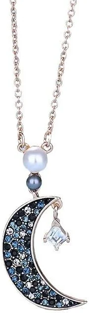 گردنبند آویز ماه خمیده چند رنگ با روکش طلای رز کریستالی J.Rosée، جواهرات مد روز، مناسب هدیه برای زنان، مدل JR-1305