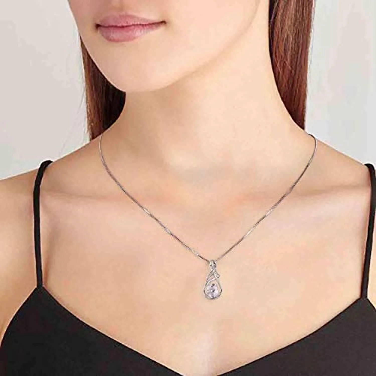 گردنبند آویز نقره استرلینگ 925 با کریستال آبی سواروسکی المنتز، هدیه ای برای زنان، جواهرات جی. رُزی مدل JR-471