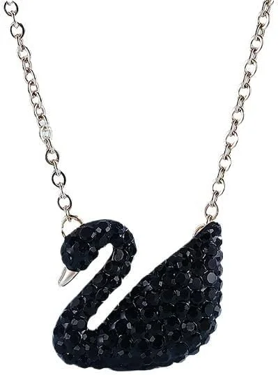 گردنبند آویز قو مشکی نقره ای کریستالی جواهرات مد روز J.Rosée مدل JR-1269