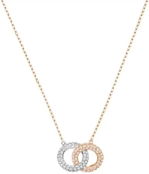 گردنبند آویز دو حلقه ای نقره ای و رزگلد با کریستال J.Rosée مدل JR-1244 گردنبند آویز دو حلقه ای نقره ای و رزگلد با کریستال J.Rosée مدل JR-1244