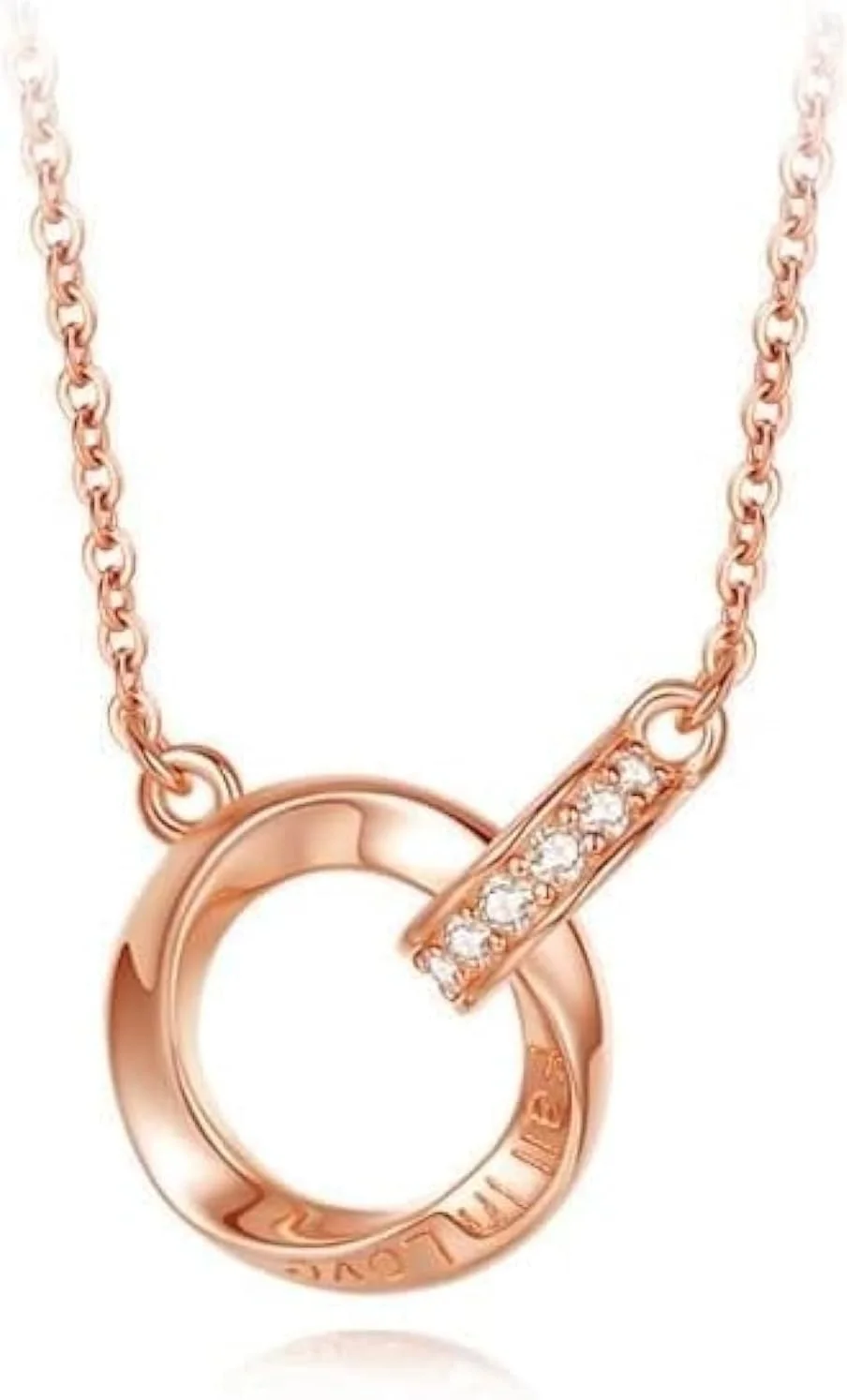 گردنبند آویز نقره استرلینگ 925 با روکش طلای رزگلد و کریستال فشن طرح موبیوس، بسته‌بندی هدیه زنانه، جواهرات فشن J.Rosée مدل JR-1094