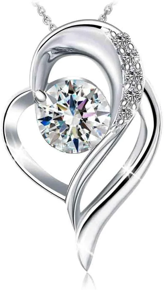 گردنبند آویز قلب نقره استرلینگ 925 با روکش طلای 18 عیار و کریستال های سواروسکی المنتز، مناسب هدیه برای بانوان و دختران - جواهرات فشن J.Rosée مدل JR001