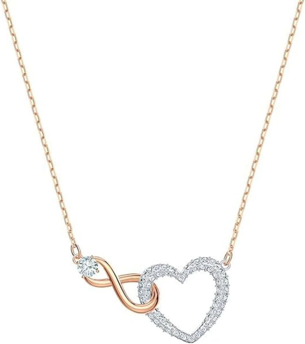 گردنبند آویز قلب و بی نهایت رزگلد با کریستال جواهرات مد روز J.Rosée مدل JR-1215 گردنبند آویز قلب و بی نهایت رزگلد با کریستال جواهرات مد روز J.Rosée مدل JR-1215