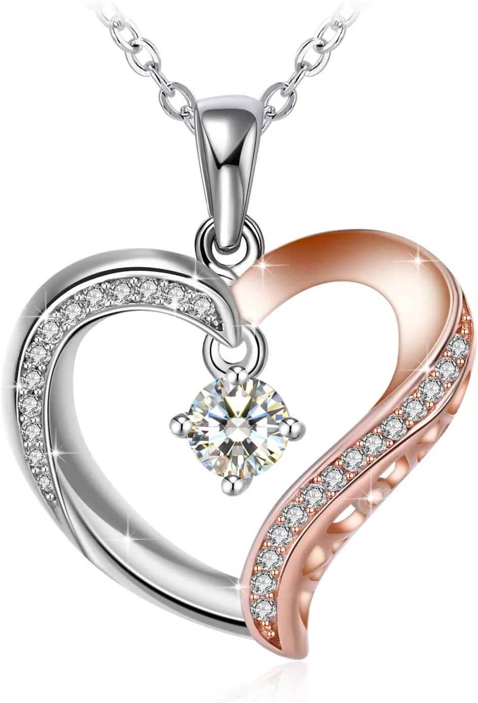 گردنبند آویز قلب سواروسکی المنتز با روکش طلای 18 عیار و نقره استرلینگ 925، هدیه ای برای بانوان و دختران، جواهرات مد روز J.Rosée مدل JR461