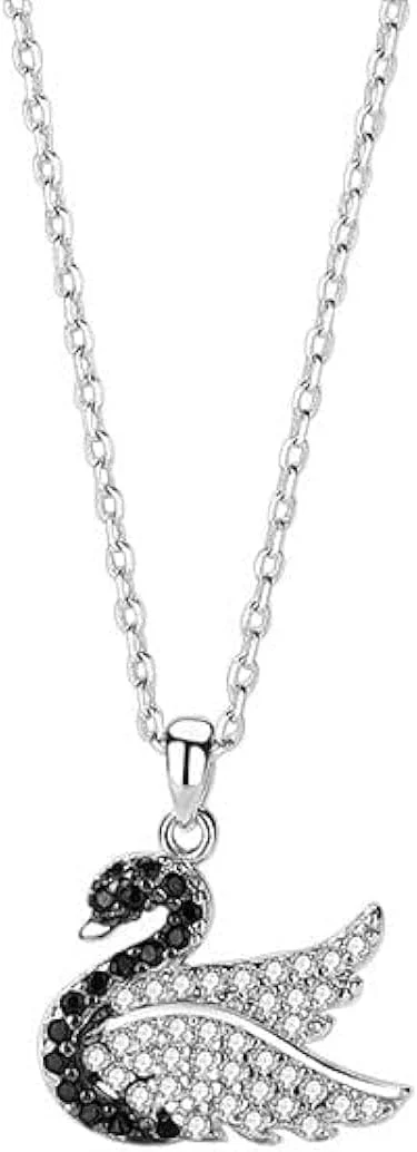 گردنبند آویز نقره استرلینگ 925 طرح قو کریستالی شیک زنانه بسته بندی هدیه جواهرات شیک J.Rosée مدل JR-1111