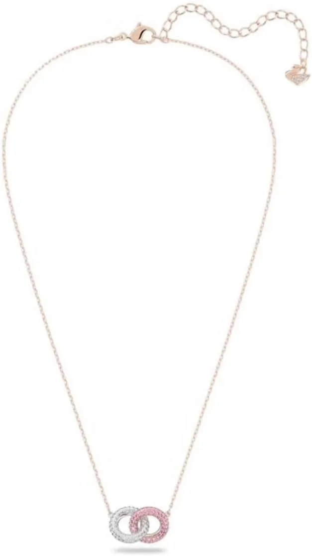 گردنبند آویز دو حلقه ای نقره ای و رزگلد با کریستال J.Rosée مدل JR-1244 گردنبند آویز دو حلقه ای نقره ای و رزگلد با کریستال J.Rosée مدل JR-1244