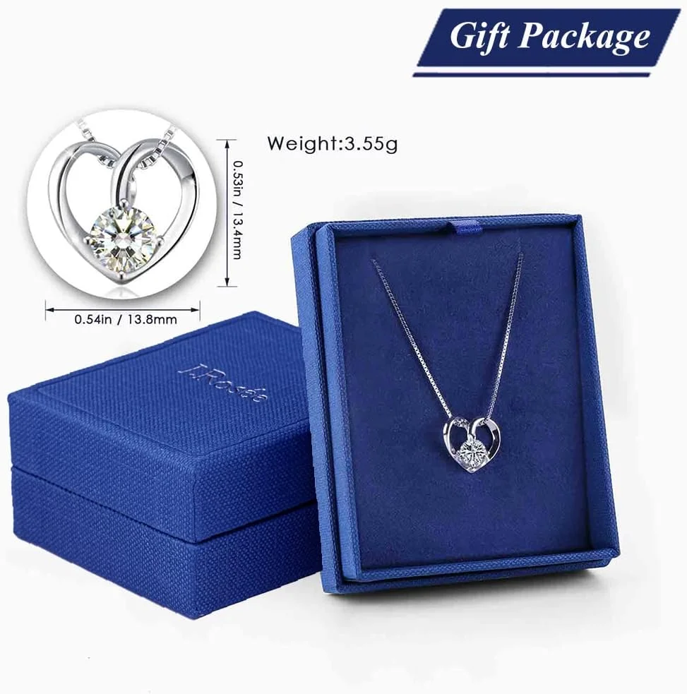 گردنبند آویز نگین دار زنانه با روکش طلای کریستال سواروسکی المنتز نقره استرلینگ 925 بسته بندی هدیه جواهرات مد روز J.Rosée