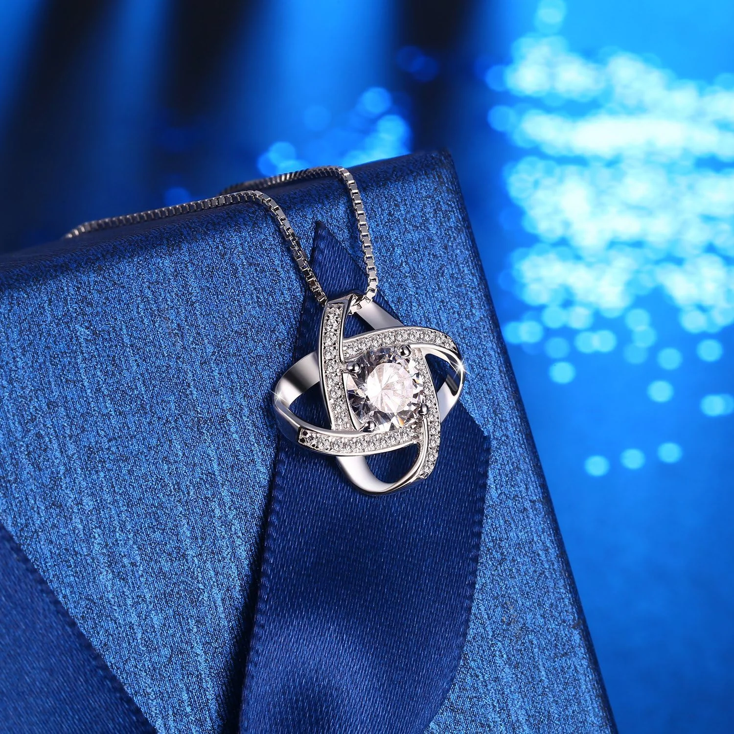 گردنبند آویز الماس نقره استرلینگ 925 با روکش طلای 18 عیار و کریستال های سواروسکی المنتز، هدیه ای برای بانوان و دختران - جواهرات جی. رُزه