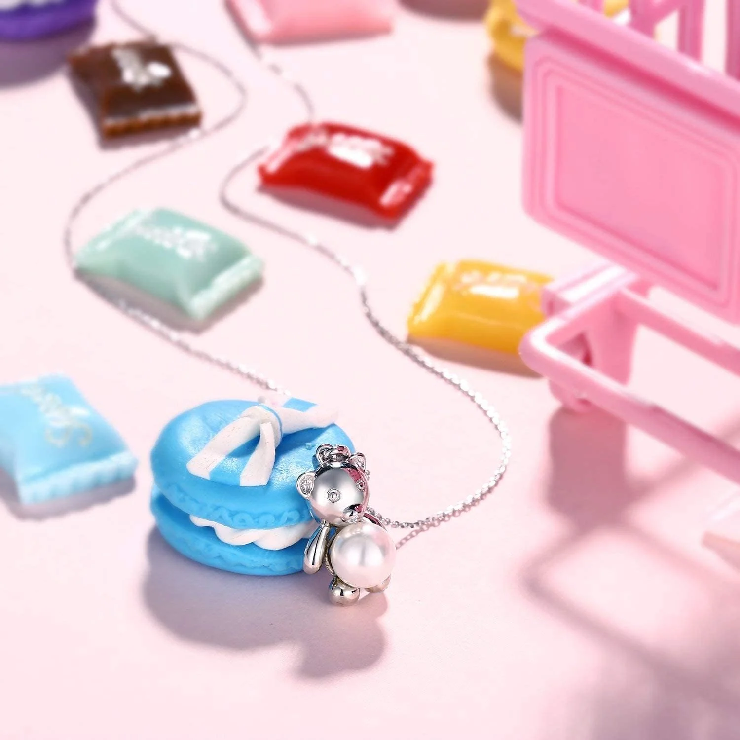 گردنبند آویز خرس مرواریدی نقره استرلینگ 925 جی روزی، هدیه و جواهر زنانه JR190 گردنبند آویز خرس مرواریدی نقره استرلینگ 925 جی روزی، هدیه و جواهر زنانه JR190