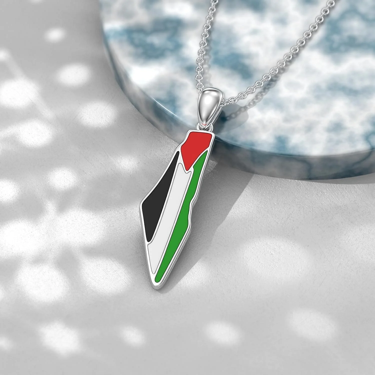 گردنبند آویز نقشه فلسطین با روغن چکه ای به سبک رترو J.Rosée، گردنبند آویز نقشه غزه از جنس استیل ضد زنگ، آویز شخصی سازی شده
