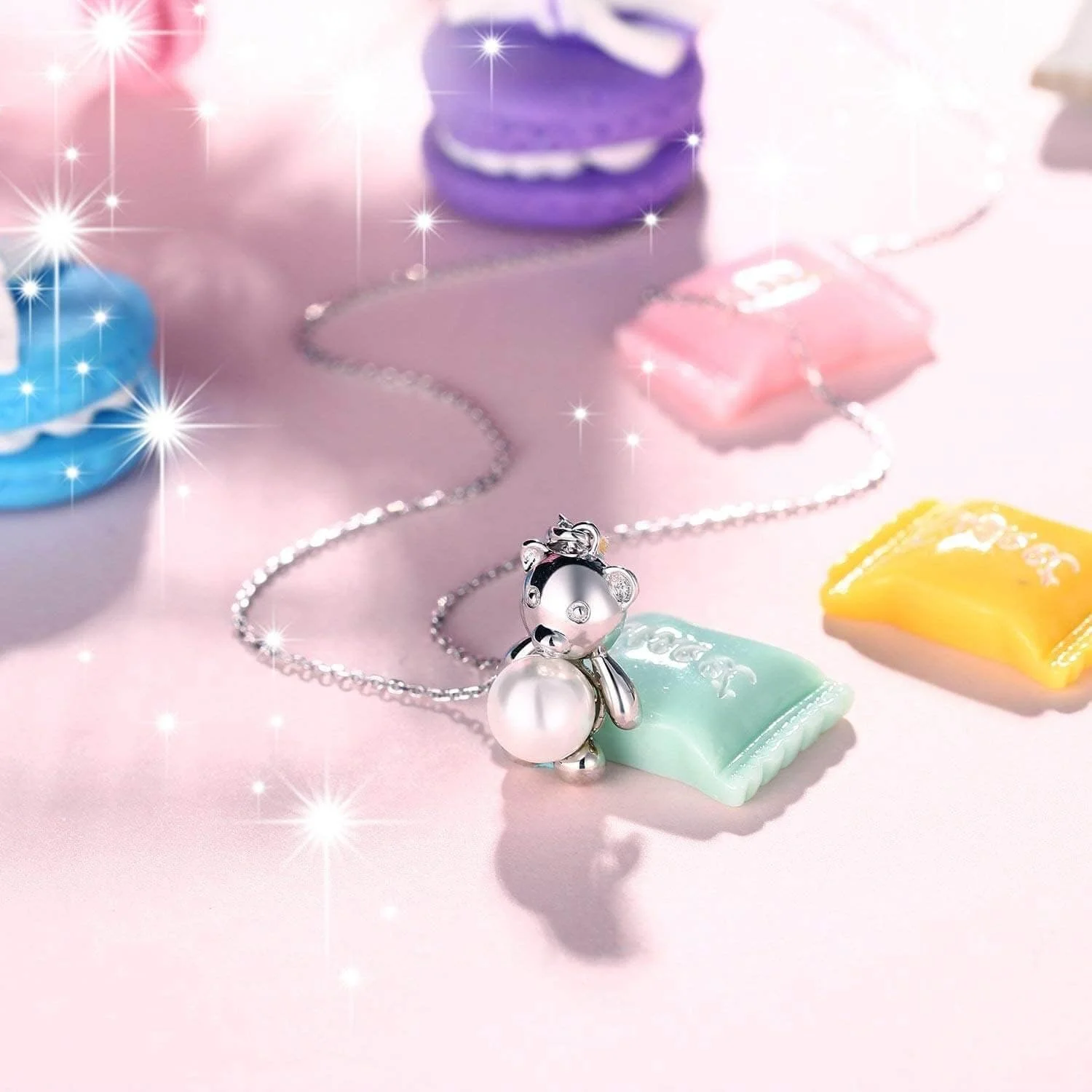 گردنبند آویز خرس مرواریدی نقره استرلینگ 925 جی روزی، هدیه و جواهر زنانه JR190 گردنبند آویز خرس مرواریدی نقره استرلینگ 925 جی روزی، هدیه و جواهر زنانه JR190