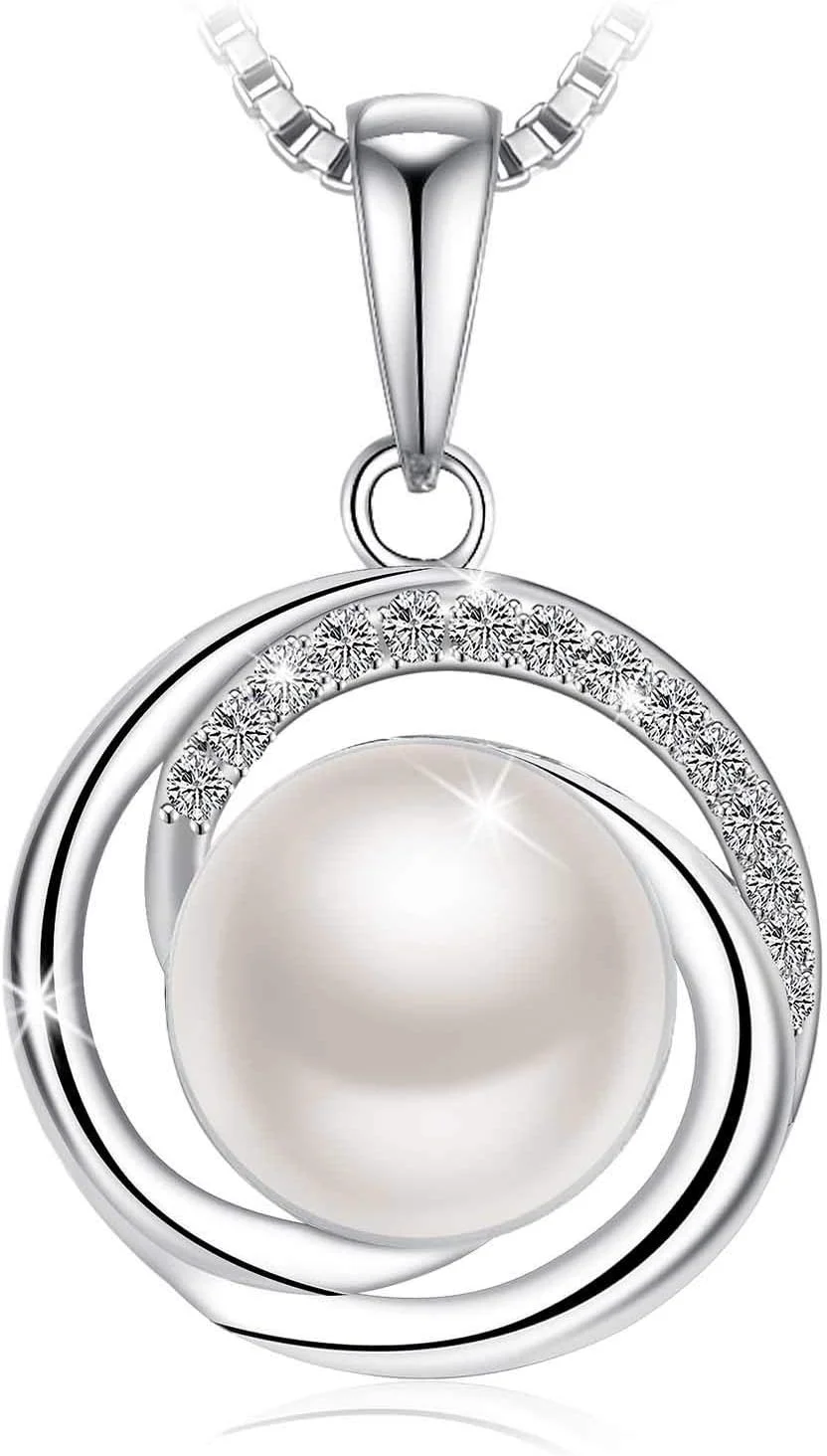 گردنبند آویز مروارید نقره استرلینگ 925 J.Rosée Swarovski Elements برای زنان و دختران، جواهرات هدیه مدل Jr692