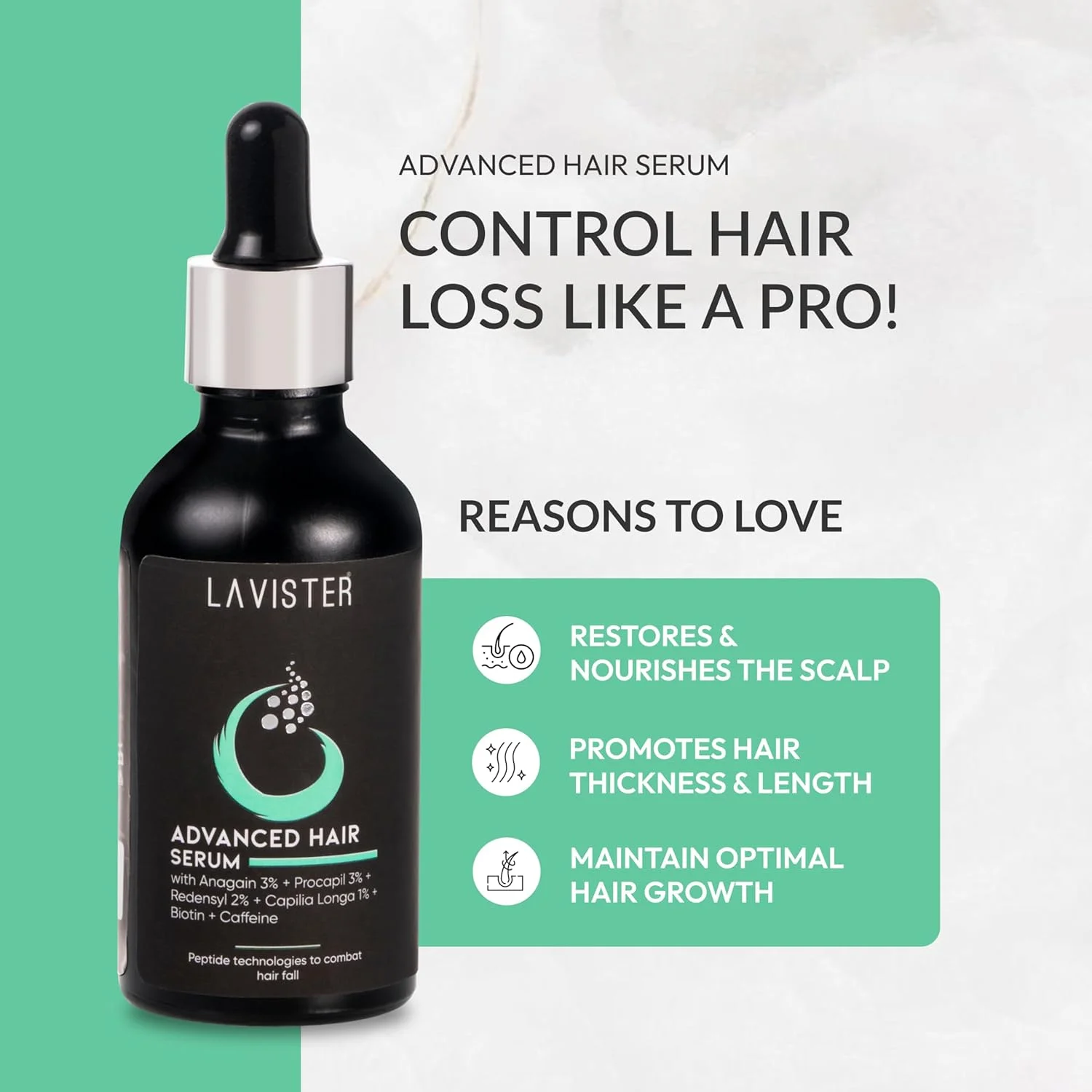 سرم پیشرفته رشد مو لاویستر | 3% آناگین + 3% پروکاپیل + 2% ردنسيل + 1% کاپیليا لونگا، بیوتین و کافئین | برای آقایان و بانوان | تقویت کننده موهای ضعیف 50 میلی لیتر سرم پیشرفته رشد مو لاویستر | 3% آناگین + 3% پروکاپیل + 2% ردنسيل + 1% کاپیليا لونگا، بیوتین و کافئین | برای آقایان و بانوان | تقویت کننده موهای ضعیف 50 میلی لیتر