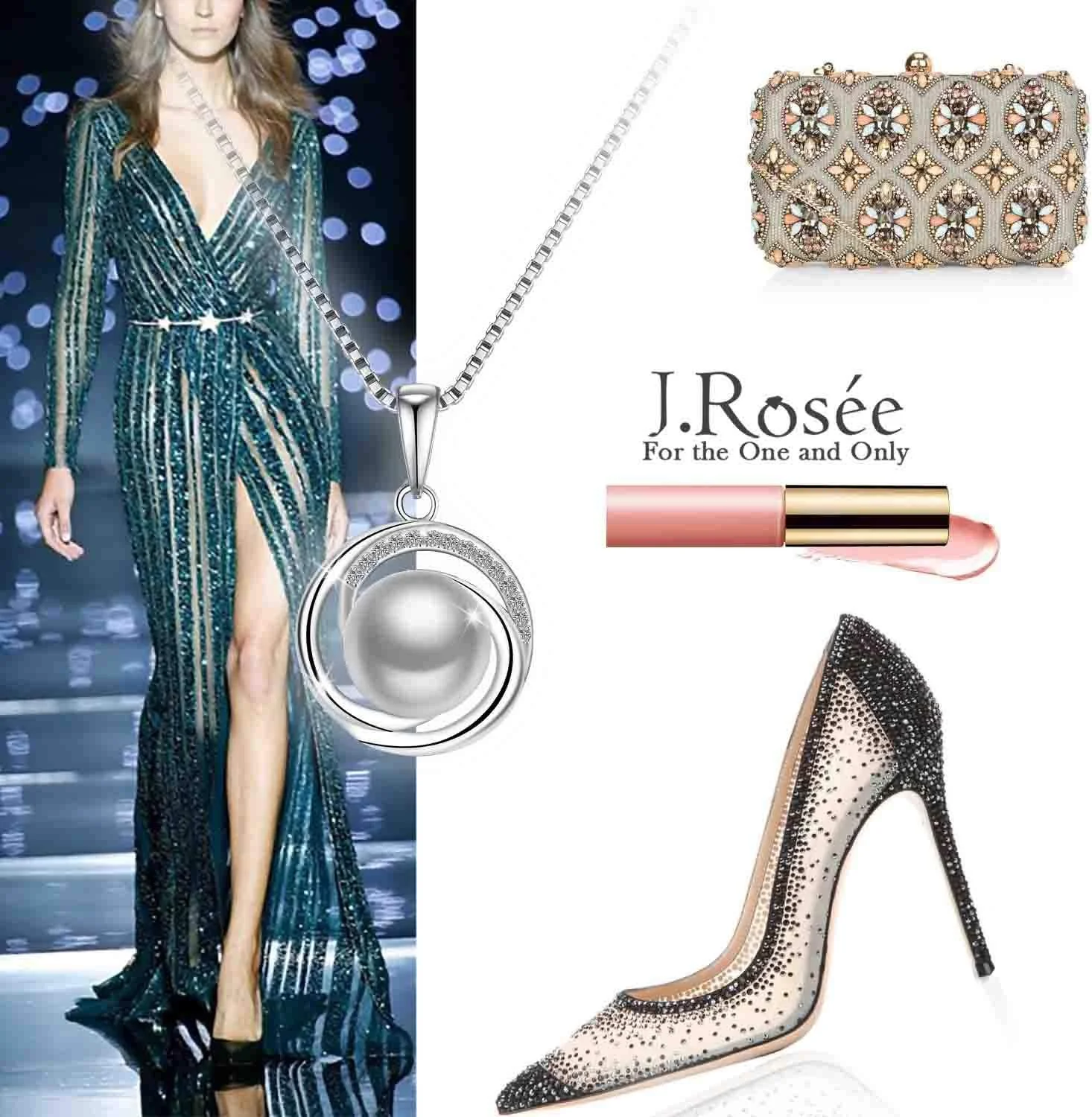 گردنبند آویز مروارید نقره استرلینگ 925 J.Rosée Swarovski Elements برای زنان و دختران، جواهرات هدیه مدل Jr692 گردنبند آویز مروارید نقره استرلینگ 925 J.Rosée Swarovski Elements برای زنان و دختران، جواهرات هدیه مدل Jr692