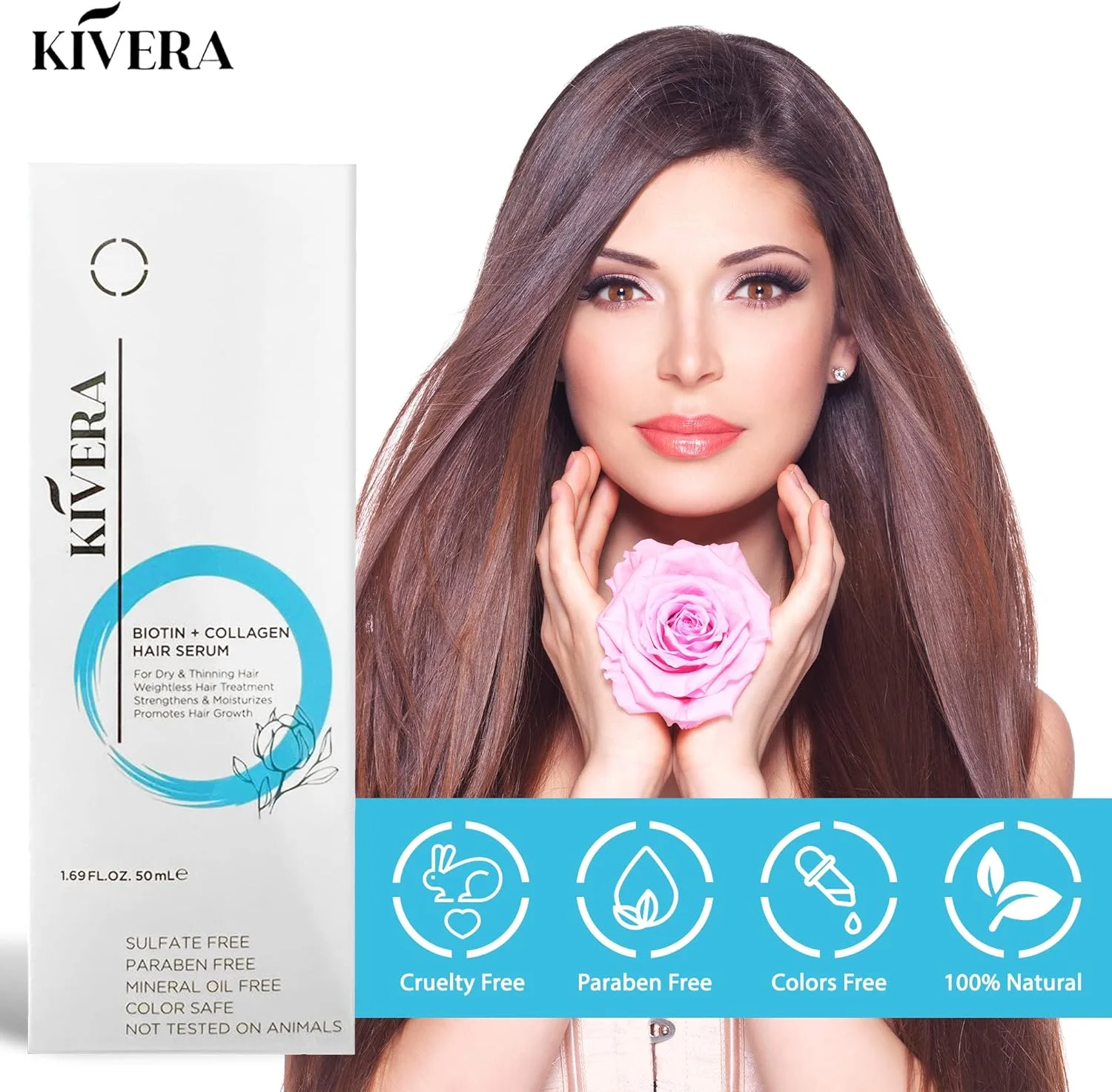 سرم مو بیوتین + کلاژن KIVERA - کاملا طبیعی، روغن رزماری و آرگان، بدون پارابن و سولفات، 1 عدد سرم مو بیوتین + کلاژن KIVERA - کاملا طبیعی، روغن رزماری و آرگان، بدون پارابن و سولفات، 1 عدد