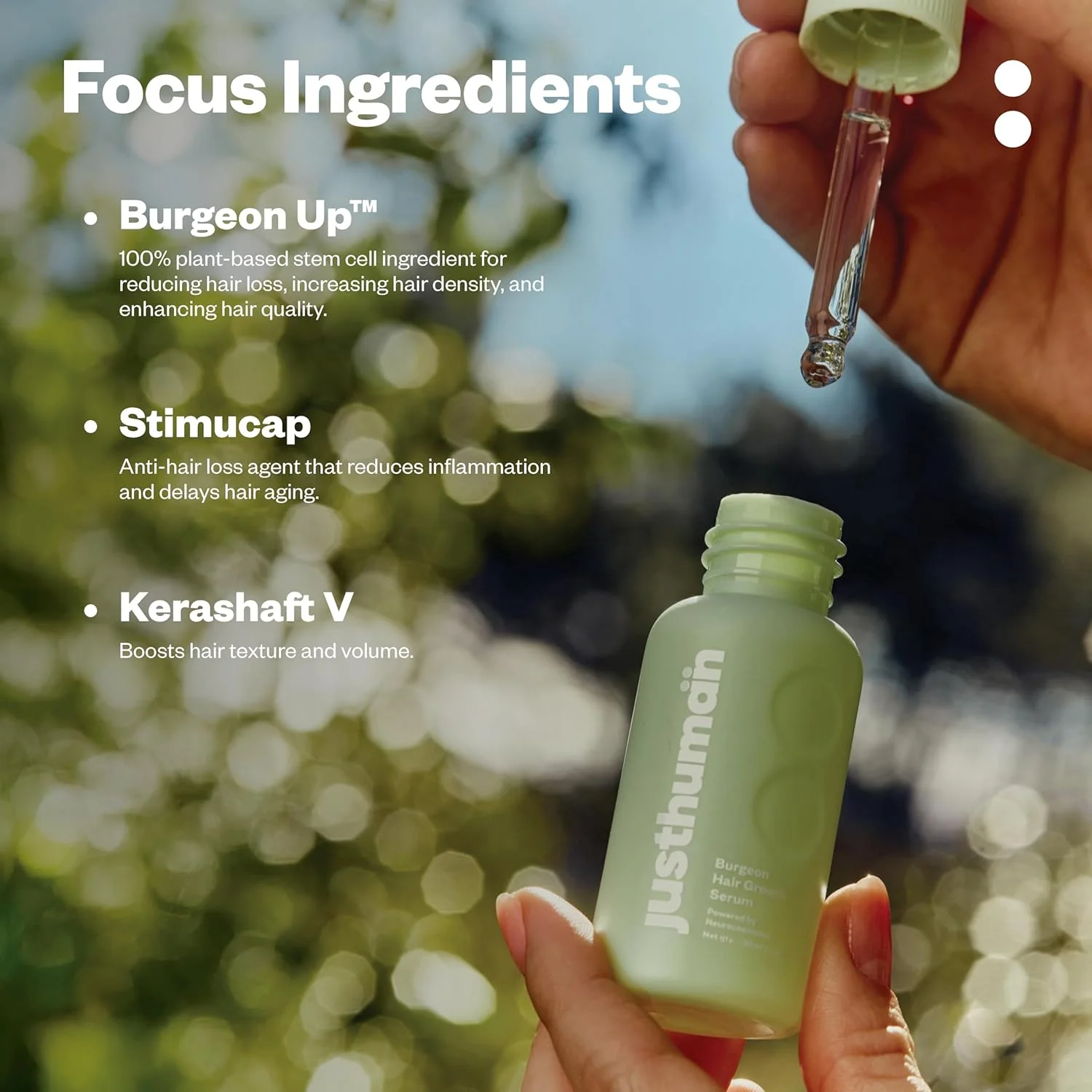 سرم موی جاست هیومن برای رشد مو و محافظت از ریزش مو در 30 روز، سرم حجم دهنده/ضخیم کننده دوگانه با عصاره Burgeon-Up Stem برای آقایان و بانوان، بدون سولفات، بدون پارابن، 30 میلی لیتر سرم موی جاست هیومن برای رشد مو و محافظت از ریزش مو در 30 روز، سرم حجم دهنده/ضخیم کننده دوگانه با عصاره Burgeon-Up Stem برای آقایان و بانوان، بدون سولفات، بدون پارابن، 30 میلی لیتر