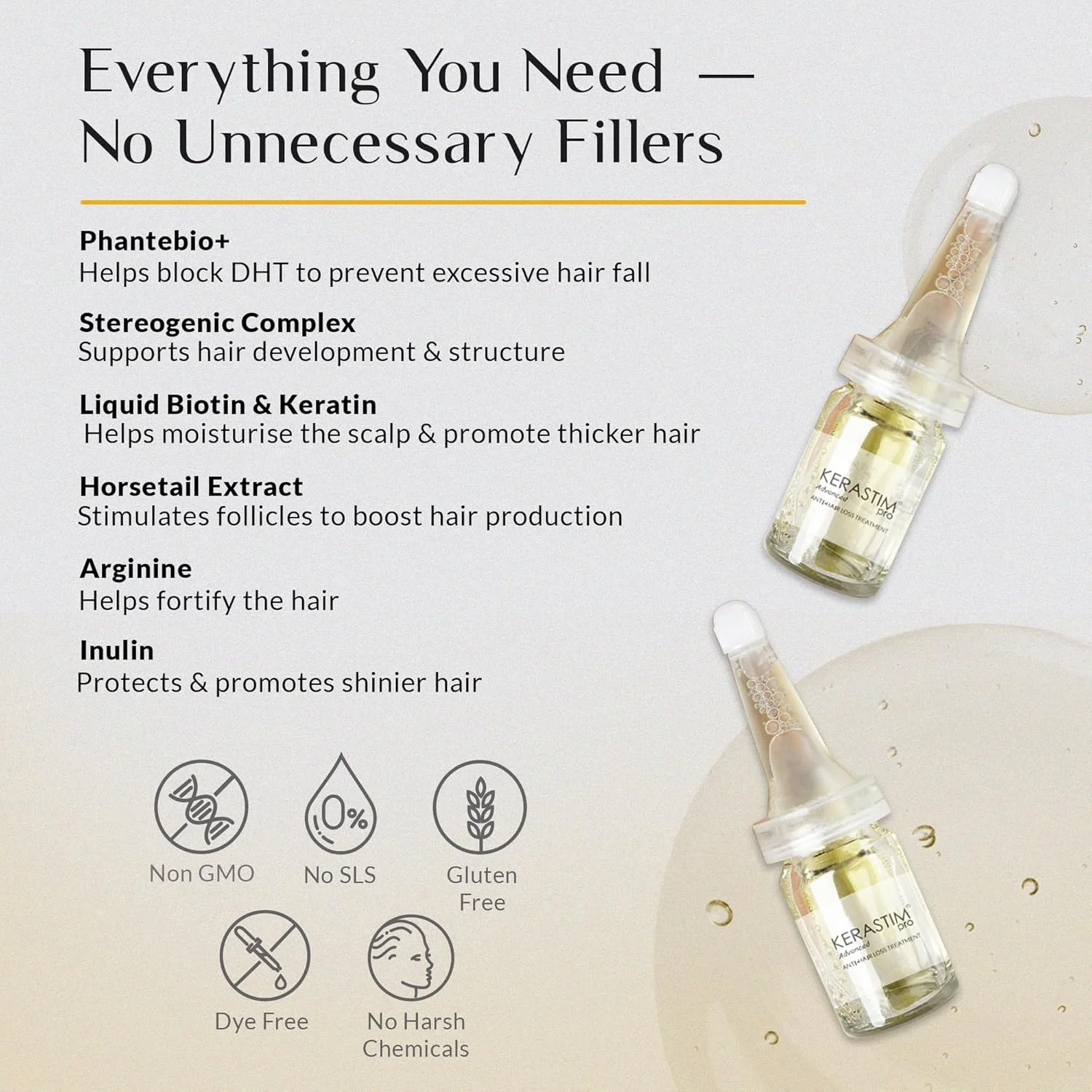 نرم کننده کراتین و بیوتین - سرم مو و نرم کننده ضخیم کننده مو برای آقایان و بانوان با موهای خشک، معمولی، چرب، صاف، مجعد و موج دار - درمان ضد ریزش مو و رشد مجدد مو توسط Kerastim Pro