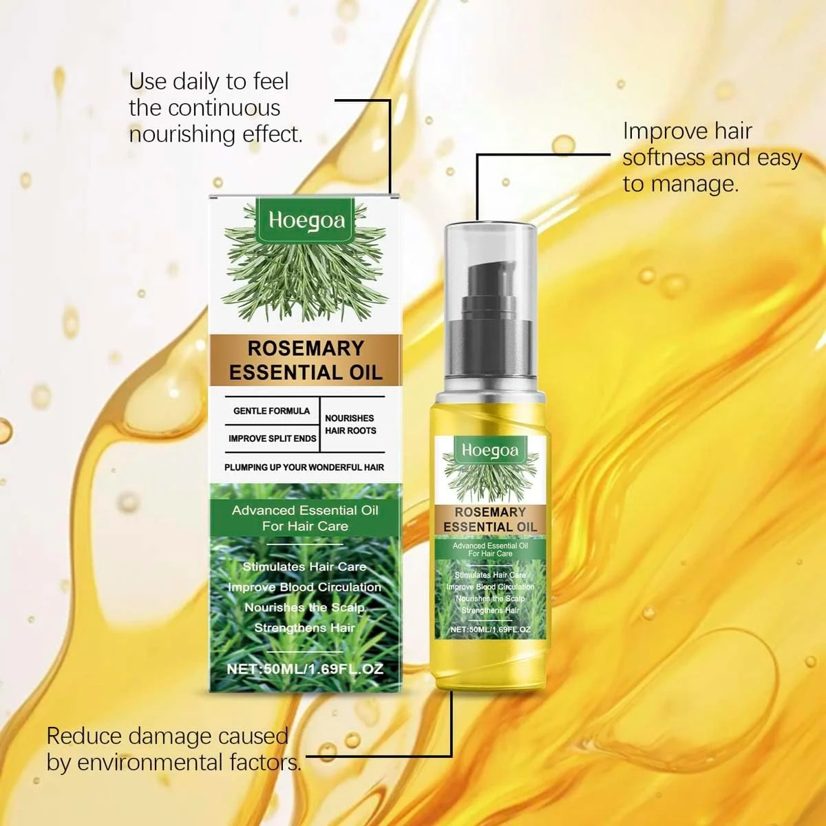 روغن ضروری رزماری هوئگوآ برای رشد مو، روغن ضروری ضد ریزش مو برای تقویت، تغذیه و بهبود گردش خون پوست سر، سرم رشد مو برای مردان و زنان، 50 میلی لیتر روغن ضروری رزماری هوئگوآ برای رشد مو، روغن ضروری ضد ریزش مو برای تقویت، تغذیه و بهبود گردش خون پوست سر، سرم رشد مو برای مردان و زنان، 50 میلی لیتر