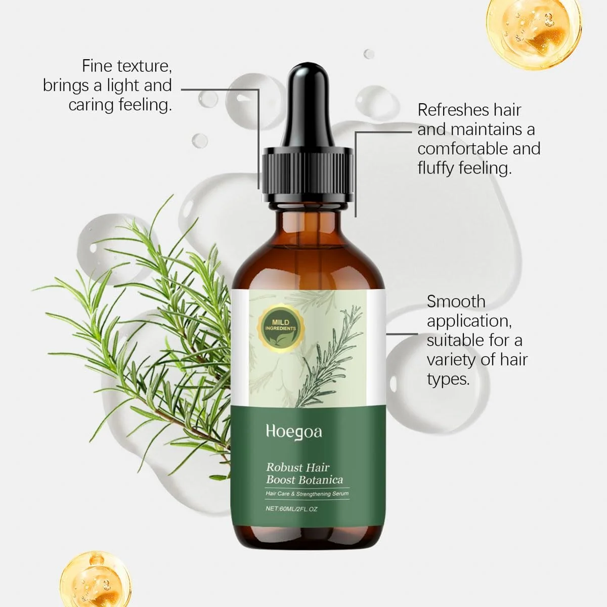 سرم روغن ضروری هوگوآ برای رشد مو، فرمول تقویت کننده طبیعی، صاف و درخشان کننده مو. 60 میلی لیتر سرم روغن ضروری هوگوآ برای رشد مو، فرمول تقویت کننده طبیعی، صاف و درخشان کننده مو. 60 میلی لیتر