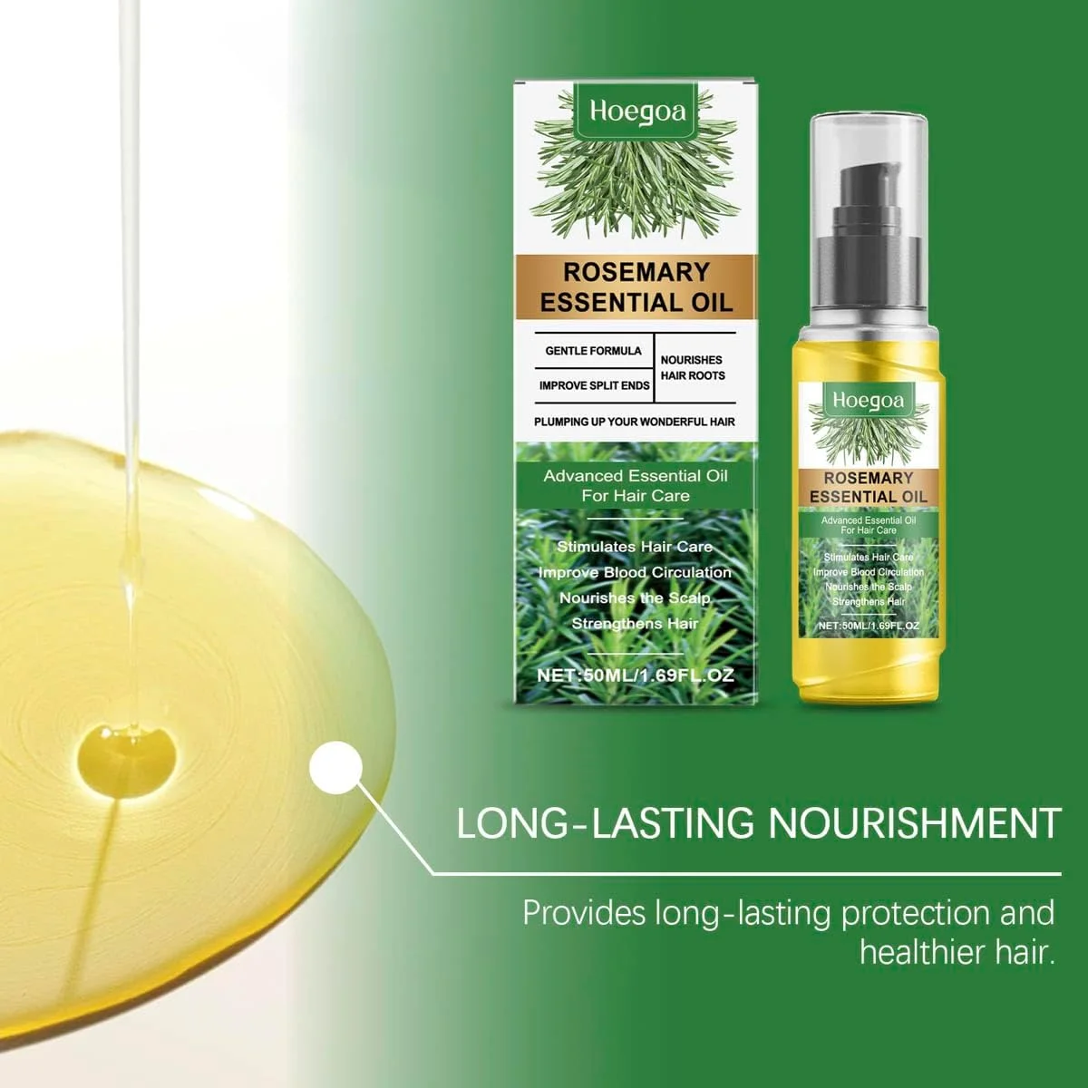 روغن ضروری رزماری هوئگوآ برای رشد مو، روغن ضروری ضد ریزش مو برای تقویت، تغذیه و بهبود گردش خون پوست سر، سرم رشد مو برای مردان و زنان، 50 میلی لیتر روغن ضروری رزماری هوئگوآ برای رشد مو، روغن ضروری ضد ریزش مو برای تقویت، تغذیه و بهبود گردش خون پوست سر، سرم رشد مو برای مردان و زنان، 50 میلی لیتر