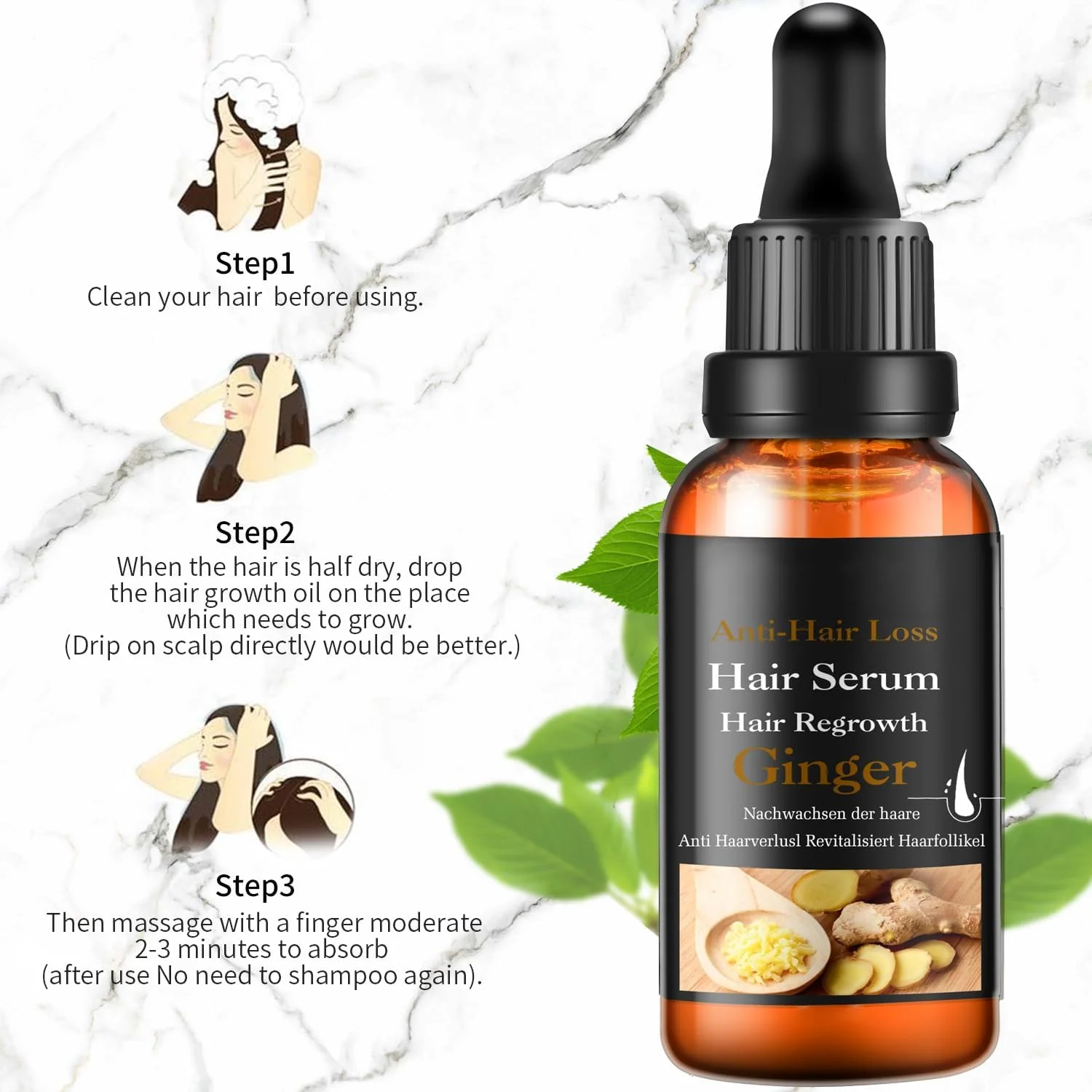 سرم رشد مو هومیوی، سرم ویتامین برای جلوگیری از ریزش و رشد مجدد مو، روغن زنجبیل برای موهای نازک/کم پشت/ترمیم فولیکولهای مو/تقویت مو، درمان رشد مو برای مردان و زنان سرم رشد مو هومیوی، سرم ویتامین برای جلوگیری از ریزش و رشد مجدد مو، روغن زنجبیل برای موهای نازک/کم پشت/ترمیم فولیکولهای مو/تقویت مو، درمان رشد مو برای مردان و زنان