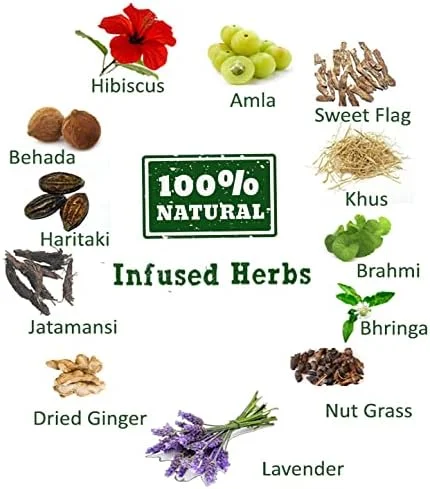 سرم احیا کننده موی آیورودیک HERB-O-VILLE | برای ریزش شدید مو | با برینگا + برهمی + سنبل هندی + برگ های هیبیسکوس | غنی شده با 11 گیاه ضد ریزش مو و اسطوخودوس |