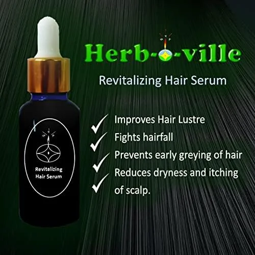 سرم احیا کننده موی آیورودیک HERB-O-VILLE | برای ریزش شدید مو | با برینگا + برهمی + سنبل هندی + برگ های هیبیسکوس | غنی شده با 11 گیاه ضد ریزش مو و اسطوخودوس |