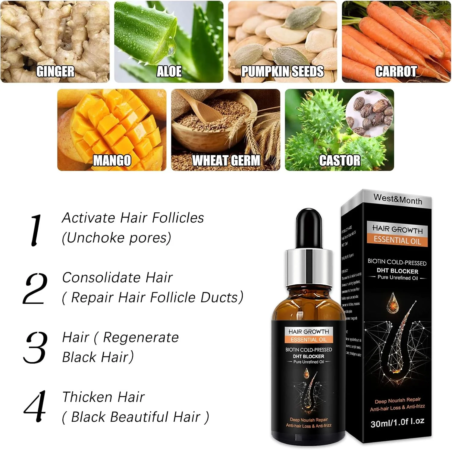 روغن تقویت کننده مو هیکومی - روغن ضروری طبیعی برای افزایش تراکم مو، روغن زنجبیل 7 روزه برای رشد مو، سرم ضد ریزش مو و رشد مو، سرم موی ارگانیک، برای رشد و ضخیم شدن مو (1 عدد) روغن تقویت کننده مو هیکومی - روغن ضروری طبیعی برای افزایش تراکم مو، روغن زنجبیل 7 روزه برای رشد مو، سرم ضد ریزش مو و رشد مو، سرم موی ارگانیک، برای رشد و ضخیم شدن مو (1 عدد)