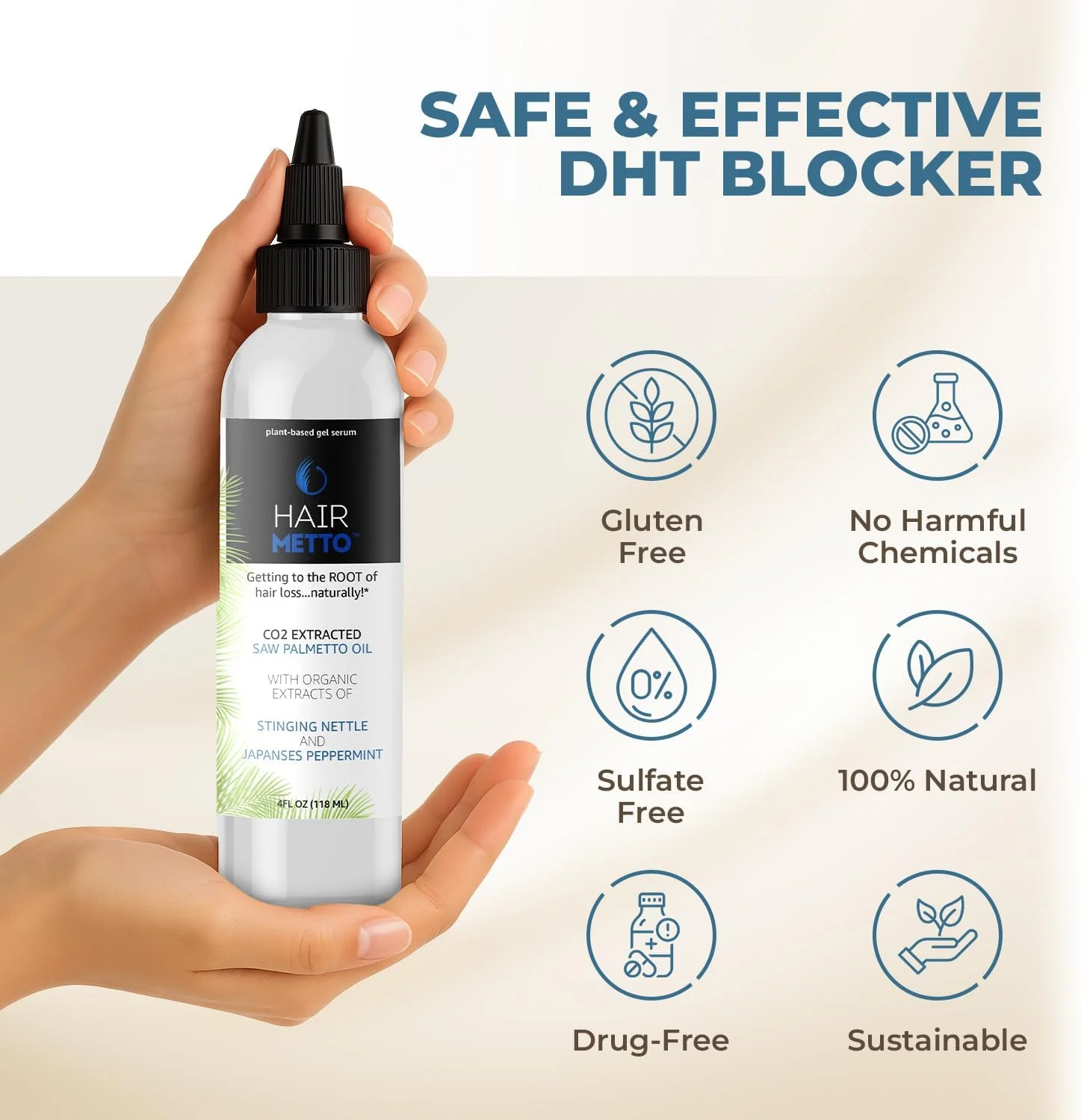 سرم رشد مو Hairmetto حاوی نخل اره ای و گزنه برای زنان و مردان سرم رشد مو Hairmetto حاوی نخل اره ای و گزنه برای زنان و مردان