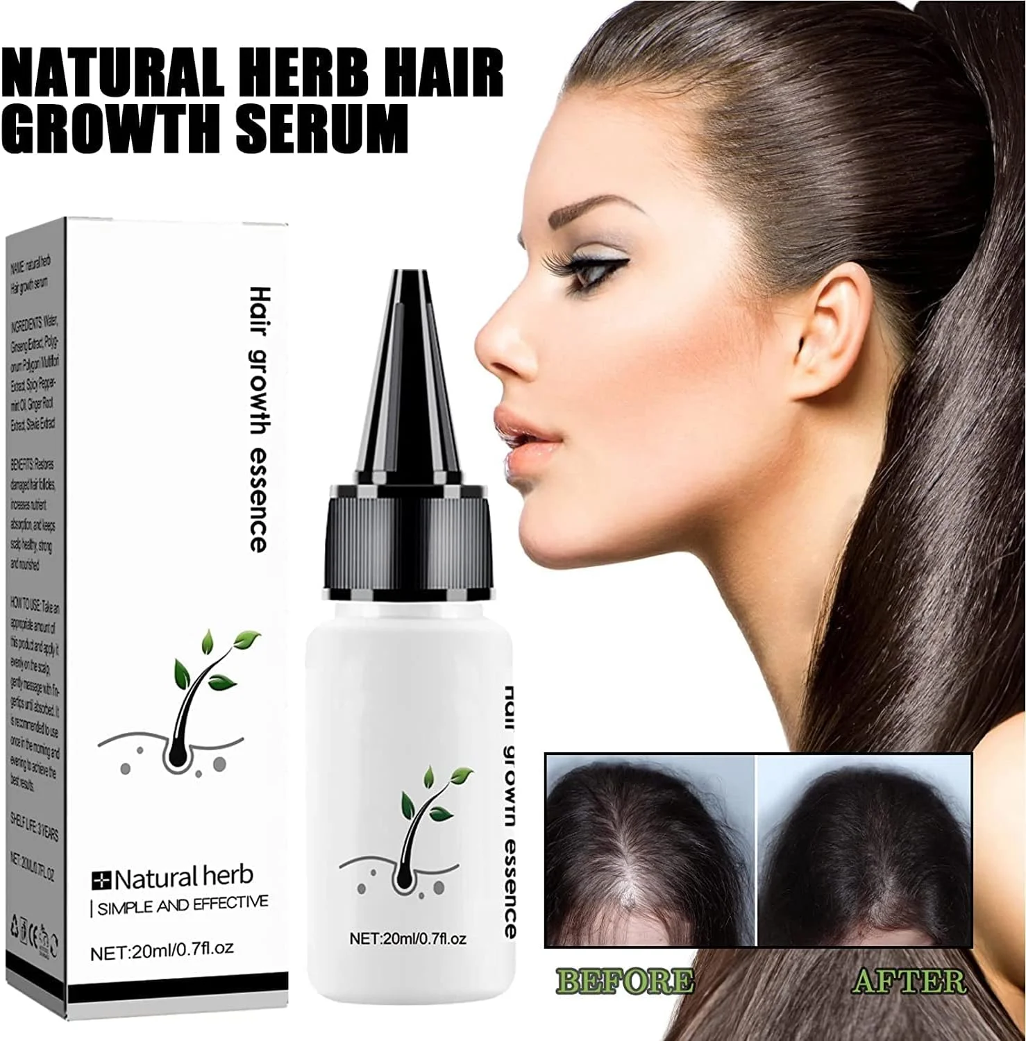 اسانس تقویت کننده ابرو هیرکر، اسانس ابرو هیرکر با عصاره های گیاهی طبیعی، سرم رشد مو برای ریزش مو، نازک شدن مو، موهای بلندتر (1 عدد)